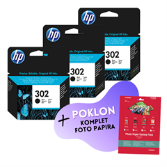 Komplet tinta HP F6U66AE nr.302 (crna), original, 3 komada + GRATIS POKLON