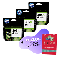 Komplet tinta HP 3YM62AE nr.305XL (crna), original, 3 komada + GRATIS POKLON