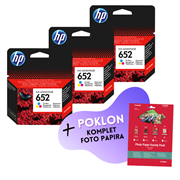 Komplet tinta HP F6V24AE nr.652 (boja), original, 3 komada + GRATIS POKLON