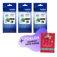 Komplet tinta Brother LC462XLBK (crna), original, 3 komada + GRATIS POKLON