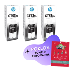 Komplet bočica za HP GT53 XL (1VV21AE) (crna), original, 3 komada + GRATIS POKLON