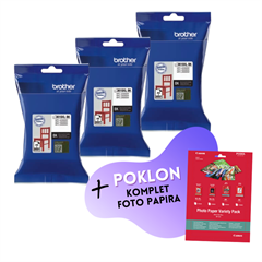 Komplet tinta Brother LC3619XLBK (crna), original, 3 komada + GRATIS POKLON