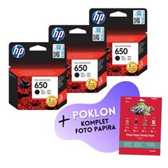 Komplet tinta HP CZ101AE nr.650 (crna), original, 3 komada + GRATIS POKLON