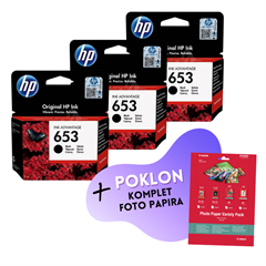 Komplet tinta HP 3YM75AE nr.653 (crna), original, 3 komada + GRATIS POKLON