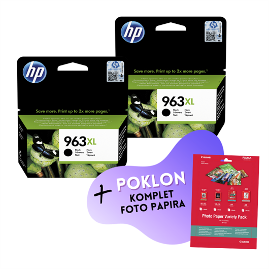 Komplet tinta HP 3JA30AE nr.963 XL (crna), original, 2 komada + GRATIS POKLON