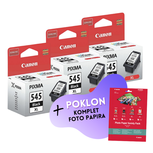 Komplet tinta Canon PG-545 XL (crna), original, 3 komada + GRATIS POKLON