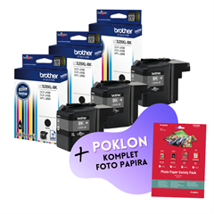 Komplet tinta Brother LC529XLBK (crna), original, 3 komada + GRATIS POKLON
