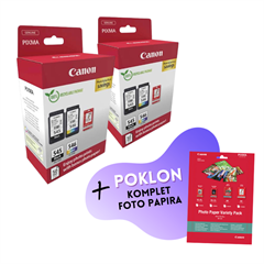 Komplet tinta Canon PG-545 (crna) + CL-546 (boja), original + foto papir, 2 komada + GRATIS POKLON