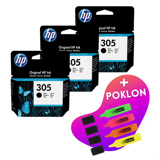 Komplet tinta HP 3YM61AE nr.305 (crna), original, 3 komada + GRATIS POKLON
