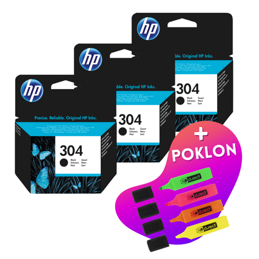 Komplet tinta HP N9K06AE nr.304 (crna), original, 3 komada + GRATIS POKLON