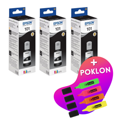 Komplet bočica za Epson 101 (C13T03V14A) (crna), original, 3 komada + GRATIS POKLON