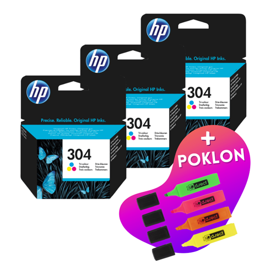 Komplet tinta HP N9K05AE nr.304 (boja), original, 3 komada + GRATIS POKLON