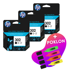 Komplet tinta HP F6U66AE nr.302 (crna), original, 3 komada + GRATIS POKLON
