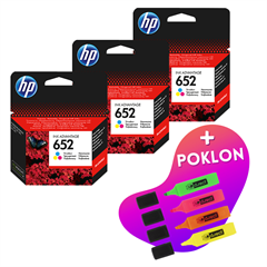 Komplet tinta HP F6V24AE nr.652 (boja), original, 3 komada + GRATIS POKLON