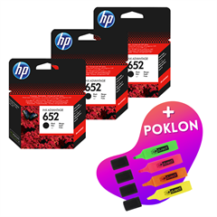Komplet tinta HP F6V25AE nr.652 (crna), original, 3 komada + GRATIS POKLON