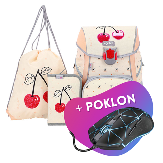 Komplet za prvašiće ABC123 Trešnje (4-dijelni) s LED kopčom + POKLON