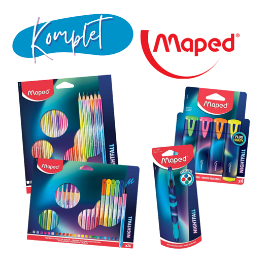 Školski komplet Maped Nightfall, 4 + 4 + 24 + 24 komada