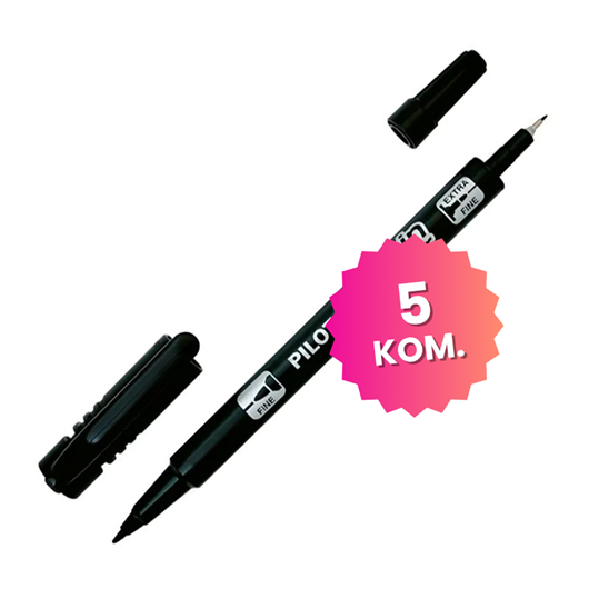 Komplet markera Pilot Twin BG (crna), 5 komada