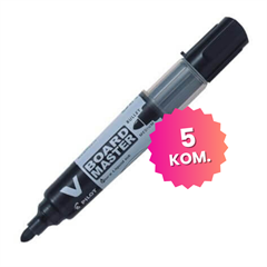 Komplet markera Pilot V Board master, WBMA-VBM-M-B (crna), 5 komada