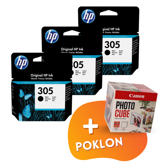 Komplet tinta HP 3YM61AE nr.305 (crna), original, 3 komada + GRATIS POKLON