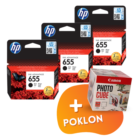 Komplet tinta HP CZ109AE nr.655 (crna), original, 3 komada + GRATIS POKLON