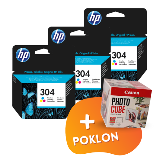 Komplet tinta HP N9K05AE nr.304 (boja), original, 3 komada + GRATIS POKLON