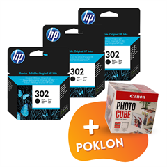 Komplet tinta HP F6U66AE nr.302 (crna), original, 3 komada + GRATIS POKLON