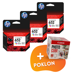 Komplet tinta HP F6V24AE nr.652 (boja), original, 3 komada + GRATIS POKLON