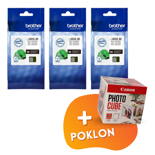 Komplet tinta Brother LC462XLBK (crna), original, 3 komada + GRATIS POKLON