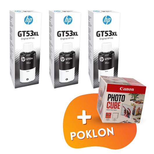 Komplet bočica za HP GT53 XL (1VV21AE) (crna), original, 3 komada + GRATIS POKLON
