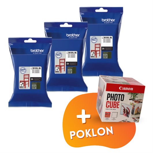 Komplet tinta Brother LC3619XLBK (crna), original, 3 komada + GRATIS POKLON