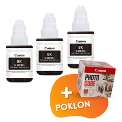 Komplet bočica za Canon GI-490 (0663C001AA) (G1400/2400/3400) (crna), original, 3 komada + GRATIS POKLON