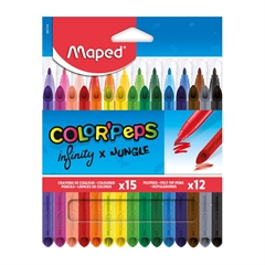 Komplet bojica i markera Maped Infinity x Jungle, 15 + 12 komada