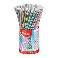 Grafitna olovka s gumicom Maped Glitter HB, 72 komada