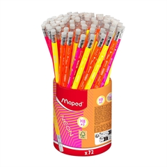 Grafitna olovka s gumicom Maped Neon HB, 72 komada