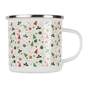 Šalica Retro Božić, emajlirana, bijela