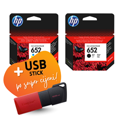Komplet tinta HP nr.652 (BK + CMY), original + USB stick po SUPER cijeni
