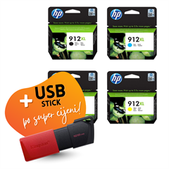 Komplet tinta HP nr.912XL (BK/C/M/Y), original + USB stick po SUPER cijeni