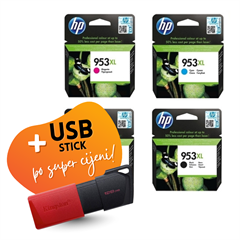 Komplet tinta HP nr.953XL (BK/C/M/Y), original + USB stick po SUPER cijeni
