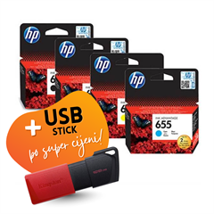Komplet tinta HP nr.655 (BK/C/M/Y), original + USB stick po SUPER cijeni