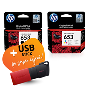 Komplet tinta HP nr.653 (BK + CMY), original + USB stick po SUPER cijeni