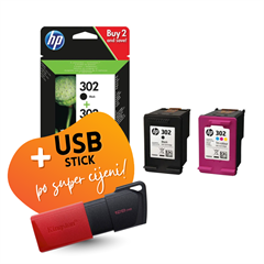 Tinta HP X4D37AE (nr.302 BK + nr.302 CMY), dvostruko pakiranje, original + USB stick po SUPER cijeni