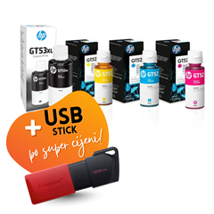 Komplet tinta HP GT53 XL BK + GT52 (C/M/Y), original + USB stick po SUPER cijeni