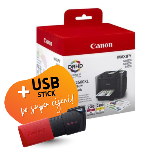 Komplet tinta Canon PGI-2500XL (BK/C/M/Y), original + USB stick po SUPER cijeni