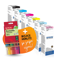 Komplet bočica Epson T673 (BK/C/M/Y/LC/LM), original + bojice po SUPER cijeni