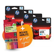Komplet tinta HP nr.655 (BK/C/M/Y), original + bojice po SUPER cijeni