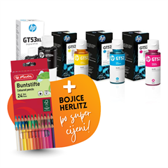 Komplet tinta HP GT53 XL BK + GT52 (C/M/Y), original + bojice po SUPER cijeni