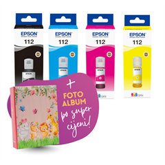 Komplet bočica Epson 112 (BK/C/M/Y), original + foto album po SUPER cijeni