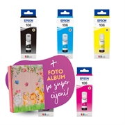Komplet bočica Epson 106 (BK/PBK/C/M/Y), original + foto album po SUPER cijeni