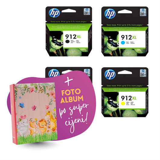Komplet tinta HP nr.912XL (BK/C/M/Y), original + foto album po SUPER cijeni